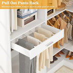 Homieasy Closet System Organizer with Drawers, Pants Rack, Cube Storage and Hanging Area – Wardrobe Organizer with Hanging Rods, Shoe Storage & Anti-Tip Kit – Expandable and Easy to Install, White