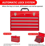 Tool Chest Cabinet, Large Capacity Metal Tool Box with Wheels and Cylinder Locking, Roll Around Storage Organizer Tool Cart for Garage, Redtool cabinets on Wheels (Red, 4-Drawer)