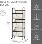 GRANNY SAYS 3 Tier Laundry Sorter, Laundry Basket with Wheels, Laundry Room Organization and Storage, 3 Section Rolling Laundry Cart for Dorm, Bathroom, Bedroom, Closet, Beige
