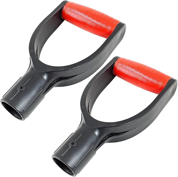 2 Pcs Plastic Shovel D Grip Handles, 32mm / 1.26" Inner Diameter Spade Handle, Shovel Handle for Digging Raking Tools, Red