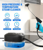 HK Steam Cleaner, 6-Level Adjustable Handle, 1.2L Tank, 15s Heat-Up, 2500W Steamer for Cleaning, Portable Steamer for Cleaning with 16PCS Accessories, Steam Cleaner for Home, Dirt, Grease, Car