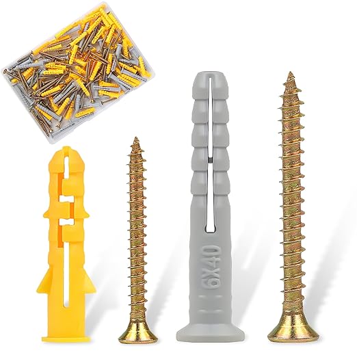 Drywall Anchors-180PCS Nails for Wall Anchors for Drywall Repair Kit, Premium Plastic Wall para Dry Wall Anchors and Screws Assortment Kit, Heavy Duty Self Drilling Picture Hanging Kit Hangers Screw