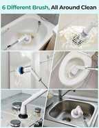 kHelfer Electric Spin Scrubber Kh8, Upgrade Cordless Shower Scrubber 8 Replacement Head, 1.5H Bathroom Scrubber Dual Speed, Shower Cleaning Brush with Extension Arm for Bathtub Tile Floor