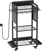 Power Tool Organizer Rolling Tool Cart with Charging Station & Power Tool Organizer - 3-Tier Rolling Utility Cart for Garage Workshop Storage