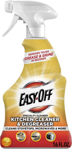 Easy-Off Specialty Kitchen Degreaser Cleaner, Clear, Lemon, 16 Fl Oz