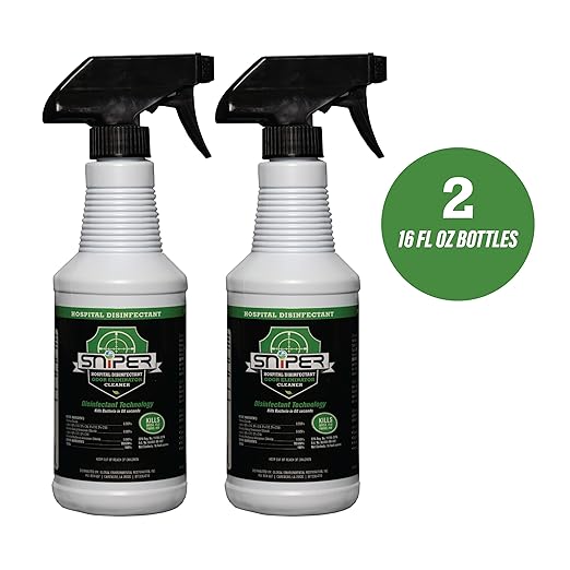 SNiPER Hospital Disinfectant, Odor Eliminator & All-Purpose Cleaner, 16 Ounce Spray, 2-Pack