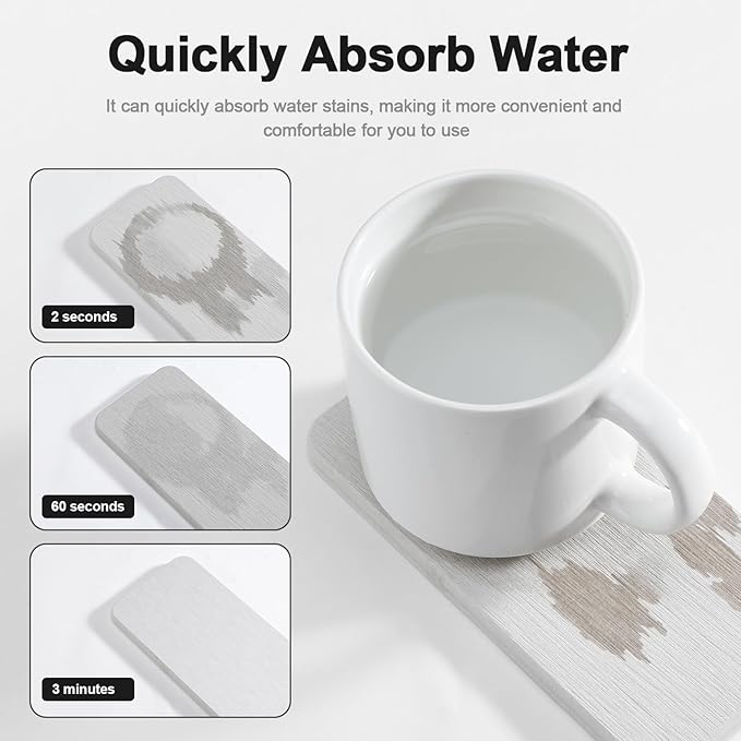 Water Absorbing Stone Tray for Sink | Quick Drying Diatomaceous Earth Coasters | Soap Dish Holder & Toothbrush Holder for Bathroom Counter | Hand Soap & Plant & Toiletries | Light Grey 2-Pack