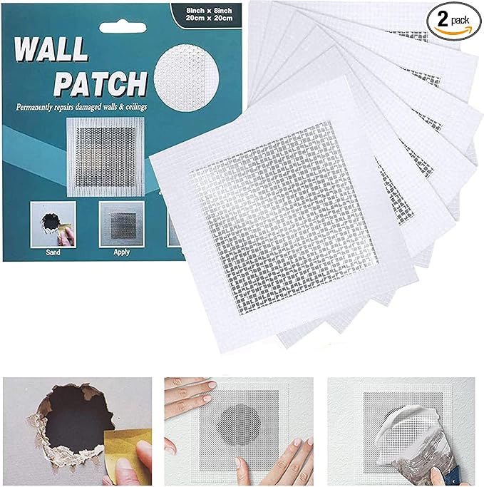 Drywall Repair Patch 8 Inch 6 Pack, Safe Mend Wall Repair Self Adhesive Fiberglass Wall Repair Patch Kit, Aluminum Metal Sheetrock Ceiling Dry Wall Patch (8"x 8")