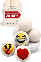Dryer Ball Kit: 6 XL Wool Dryer Balls - Natural Fabric Softener, Reusable, Reduces Clothing Wrinkles and Saves Drying Time - Reduces Wrinkles and Saves Drying Time (6pcs Wool Dryer Ball) (White)