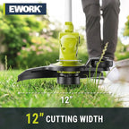 EWORK 20V Electric Weed Wacker 12-Inch Trimmer and Edger with Auto Line Feed, Cordless String Trimmer with 2.0Ah Battery and Charger & 6 Replacement Spools for Lawn, Garden, Yard, etc