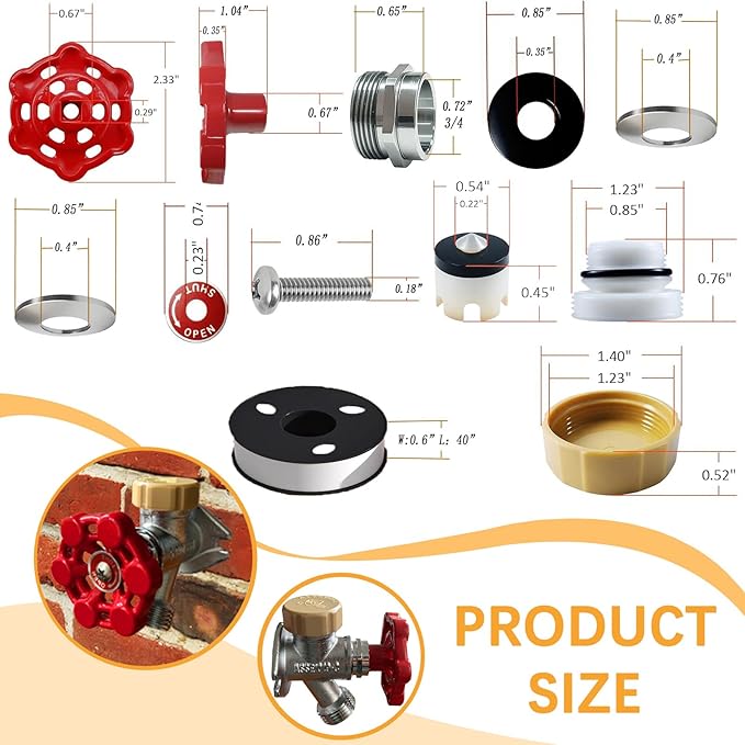 Outdoor Faucet Repair Kit, Frost-proof Valve Leak ASSE 1019-A Repair Kit, Anti-Siphon Valve VACVBKX1B Vacuum Breaker Repair Kit, Wall Hydrant Complete Replacement Kit, Hose Faucet Fitting Repair Kit