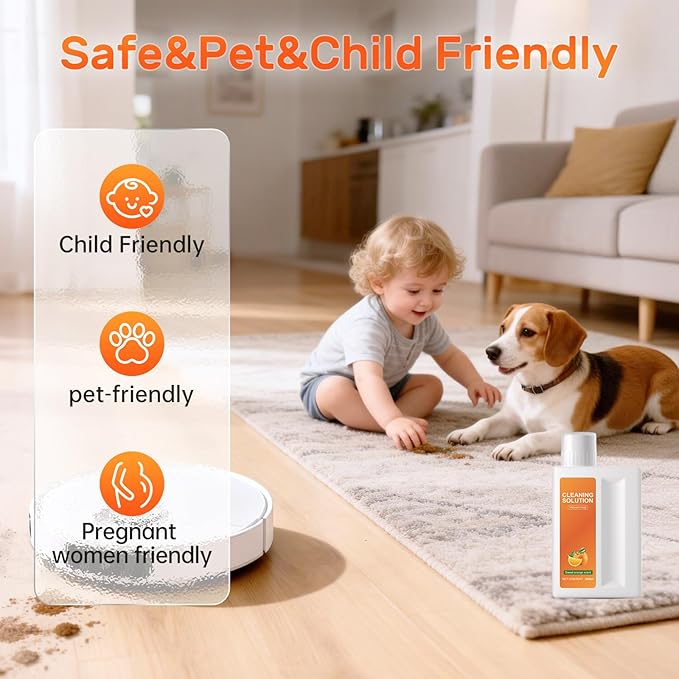 Orange Floor Cleaning Solution Compatible with Dreame Wet & Dry Vacuum and Robot, Residue & Streak Free,Suitable for All Robot Vacuum Cleaners and Wireless Wet Dry Dual-Use Vacuum Cleaners