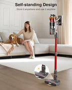 Cordless Vacuum Cleaner,48000Pa/580W/65Mins Vacuum Cleaners for Home,Self-Standing Stick Vacuum with Anti-Tangle Brush & OLED Touch Screen,Vacuum Cleaner for Hardwood Floors and Carpet,Pet Hair,Car