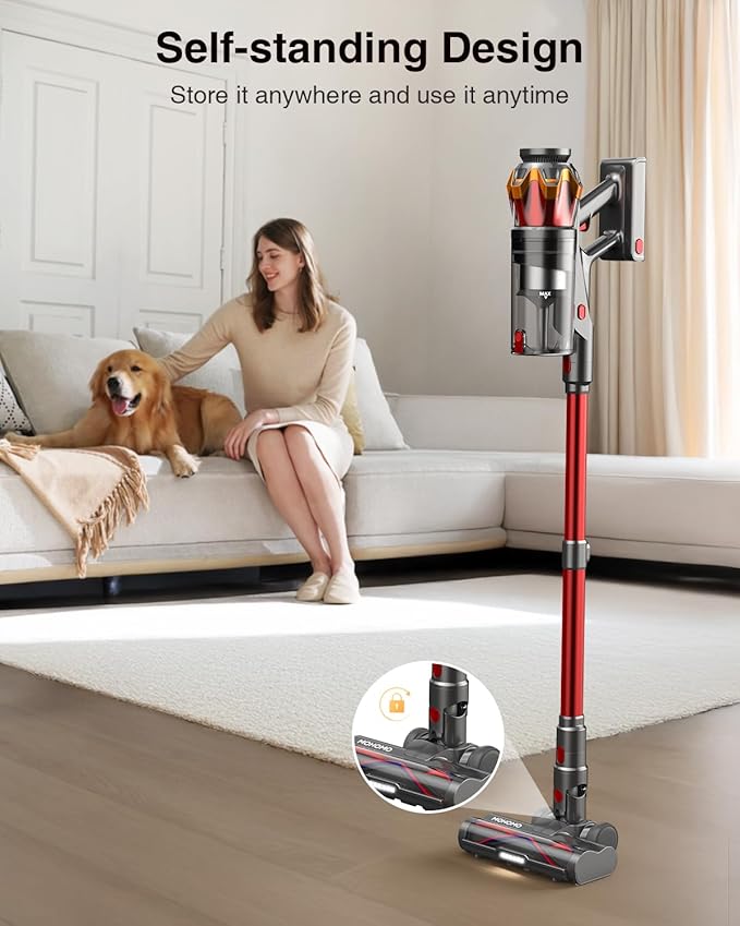 Cordless Vacuum Cleaner,48000Pa/580W/65Mins Vacuum Cleaners for Home,Self-Standing Stick Vacuum with Anti-Tangle Brush & OLED Touch Screen,Vacuum Cleaner for Hardwood Floors and Carpet,Pet Hair,Car