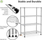 1000 lbs Storage Shelving Steel Heavy Duty 4-Tier Utility Shelving Unit Steel Organizer Wire Rack for Home,Kitchen,Office,Chrome (13.7" D x 29.5" W x 47.2" H)