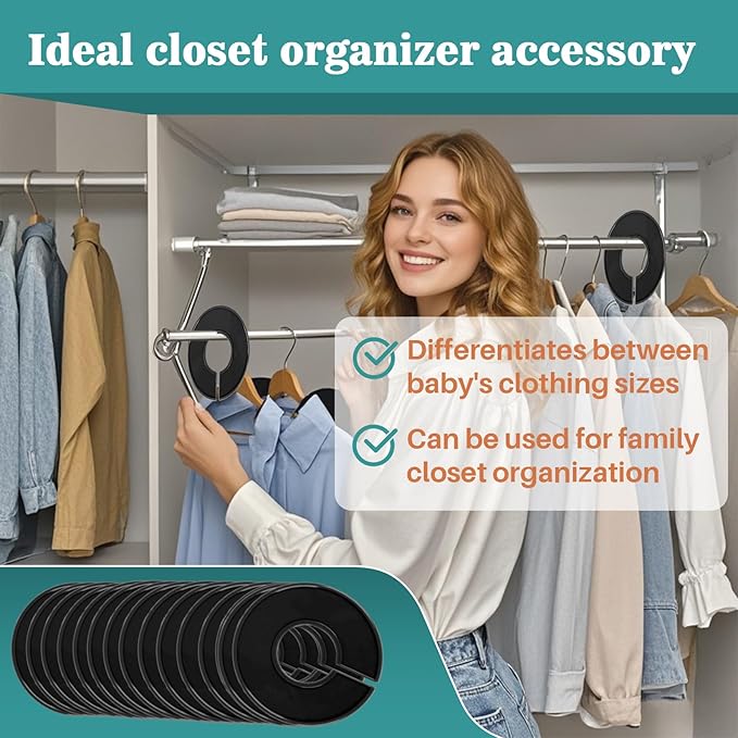 Sukh Baby Closet Dividers 30pcs - Plastic Clothes Organizer Shelf Tags Labels for Clothing Rack Wardrobe Store Warehouse Nursery Must Haves Boutique Supplies Sturdy Durable Flexible No Burrs (Black)