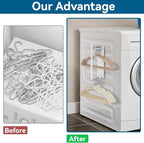 Magnetic Hanger Holder for Laundry Room, Strong Magnetic Hanger Storage Organizer for Dryer/Washing Machine Capacity Upgrade Holds up to 80 Metal Hanger White 2Pack