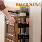 TEAMIX 4 Tier Slim Storage Cart with Handle, Slide Out Storage Rolling Utility Cart Mobile Shelving Unit Organizer Trolley for Small Spaces Kitchen Laundry Narrow Places