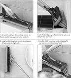 2 in 1 Floor Brush Scrubber with Long Handle Grout Brush 3 Poles 53.5'' New Upgrade Stiff Bristle Cleaning Scrub Brush with Squeegee 120°Rotating Tile Brush for Cleaning Bathroom Glass Patio Kitchen
