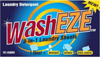 WashEZE 3-in-1 Laundry Detergent Sheets - 20 Loads Fresh Scent Liquidless Soap Sheet-Detergent, fabric softener and more -Travel Approved, College, Camping, and RV Laundry Detergent - Made in USA