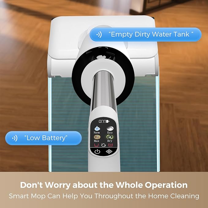 Wet Dry Vacuum Cleaner, 180° Lay-Flat Cordless Vacuum Mop Combo with Edge Cleaning, All-in-One Floor Cleaner for Hard Floors, Self-Cleaning, 35mins Runtime, LED Display, Voice Prompts