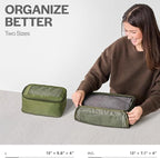 Compression Packing Cubes for Travel - Luggage Organizer Bags - Double Zipper Packing Cubes for Suitcases (2-Pack, Olive)