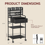 Art cart, 3 Tier Rolling Cart - Utility Cart with Storage Drawer and Wheels, Versatile Art & Craft Organizer for Home, Office, or Studio Ideal for Storing Brushes, Paints (Black)