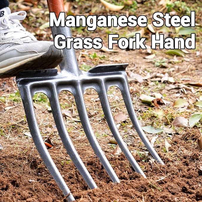 Pitch Fork Head for Garden, 5-Tine Spading Digging Fork Head, Hay Manure Mulch Fork Replacement Head, Metal Pitchfork Head for Ardwork, Farming, and Outdoors