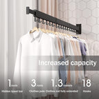 Clothes Drying Rack Wall Mounted,Drying Rack Clothing,Laundry Drying Rack,Wall Mount Clothes Hanger Rack,Laundry Rack Folding,Retractable Clothing Rack,Collapsible Clothes Hanging Rack