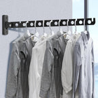 ACNISM Wall Mounted Clothes Rack, Laundry Room Hanging Rack, Retractable & Foldable Drying Rack with 180° Rotation, Space-Saver for Laundry Room & Bedroom, Bathroom Closet Storage, 2-Pack, Black