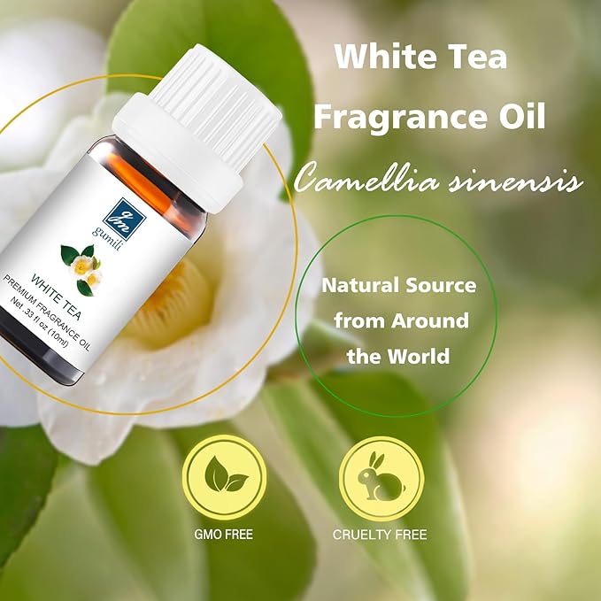 White Tea Fragrance Oil - Pure Natural Fragrance for Aromatherapy, Perfume Making, Candles, Soap, Room Spray, Diffuser Blends - Organic, 10mL Undiluted