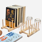 Kunovo Bamboo Dish Rack,Pot lid/Plate/Cutting Board Organizer for Kitchen cabinets,Bottle Drying Holder… (4G)