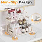 2 Pack Under Sink Organizer, 2-Tier Heavy Duty Metal Pull Out Cabinet Organizer Slide Out Sink Shelf Organizer Height Adjustable, Multi-Purpose Storage Shelf for Kitchen Bathroom (Sand, 1 Pack)