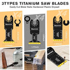 12PCS Titanium Oscillating Tool Blades Metal Cutting, Professional Multi Tool Blades for Metal Wood Plastic Drywall Cuts Saw Blades Compatible with Dewalt Milwaukee Ryobi Rockwell