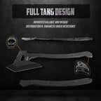 Tactical Axe with G10 Handle Camping Survival Hatchet, Multifunctional Outdoor Hiking Heavy Duty Full Tang Tomahawk Tools with Hammer, Unique Design Crowbar, Leather Sheath (Black)