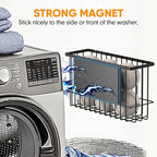 Magnetic Dryer Ball Holder for Laundry Room Organization and Storage, Magnetic Lint Bin for Laundry Room, Iron Dryer Ball Container for Laundry Room Storage (No Balls, Black)