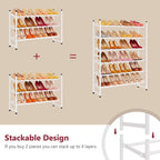 Tajsoon Expandable Shoe Rack for Closet 3 Tier, 28“-41“Adjustable & Stackable Shoe Shelf Storage, Metal Shoe Rack Organizer for Front Door Entrance, Closet, Garage, Entryway, White