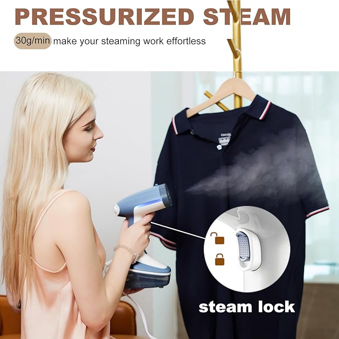 YIKA Steamer for Clothes, Travel Clothes Steam Iron, Portable Clothing & Garment Wrinkle Remover, 30s Heat Up, 300ml Detachable Water Tank, 25 Minutes Continuous Steam for All Kinds of Fabrics