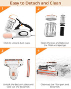 Bed Vacuum Cleaner with Dust Sensor, Mattress Vacuum Cleaner with UV & Ultrasonic and High Heating, 13Kpa Suction 500W Powerful Double-Cup Handheld Vacuums (J300, Corded)