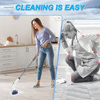 Electric Spin Scrubber, 550 RPM Cordless Home Cleaning Brush with Extended Handle, 3 Speeds, 8 Replacement Heads, IPX7 Waterproof, LCD Display – Power Shower Scrubber for Bathroom, Tub, Floor, Tile