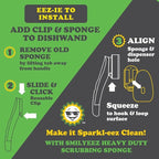 Smilyeez No-Plastic Heavy Duty Green Sponge Refill for Scotch-Brite's Dishwand Refill 10 Pack with Adapter…