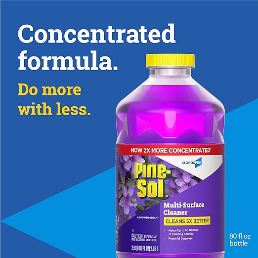 Pine-Sol Multi-Surface Cleaner, CloroxPro, 2x Concentrated Formula, All-Purpose Cleaner, Lavender Clean, 80 Fl Oz, Pack of 3
