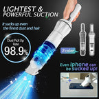 Handheld Vacuum Cordless 25000PA, Super Lightweight 1lb with Powerful Suction, Charging Dock, Car Charger, Single Touch Empty and Detachable Dust Cup, Portable Mini Car Vac, White
