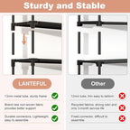 LANTEFUL 10 Tiers Shoe Rack 50 Pairs Large Capacity Tall Shoe Organizer Sturdy Shoe Storage with Two Hooks Space Saving Metal Wide Shoe Rack for Closet, Entryway, Bedroom, Black