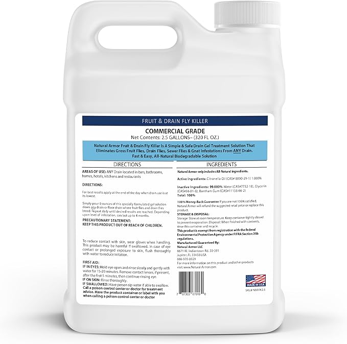 Fruit Fly & Drain Fly Killer - Simple Commercial Drain Gel Treatment - Eliminates Gross Fruit Flies, Drain Flies, Sewer Flies & Gnat Infestations From Any Drain. Fast & Easy - (128 Oz, Case of 4)