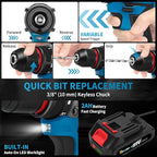 Cordless Drill, 21V Brushless Drill Tool Set with 2-Pack 2Ah Fast Charging Batteries, electric drill tool set, Screwdriver set for Home Renovation, Gardening Tools