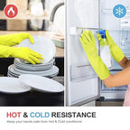 Mamison 2 Pairs Reusable Waterproof Household Dishwashing Cleaning Rubber Gloves, Non-Slip Kitchen Glove (Green, Medium (Pack of 2))