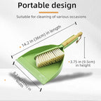 Dust Pan and Brush - Hand Broom Dustpan Set, Broom with Dustpan Como Set, Dustpan and Brush Set for Pet, Car, Dorm, Comping (Green)
