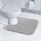 Yimobra Memory Foam Toilet Bath Mat U-Shaped, Commode Contour Rug, Soft and Comfortable, Super Water Absorption, Non-Slip, Thick, Machine Wash and Easier to Dry for Bathroom, 24 X 20 Inches, Grey