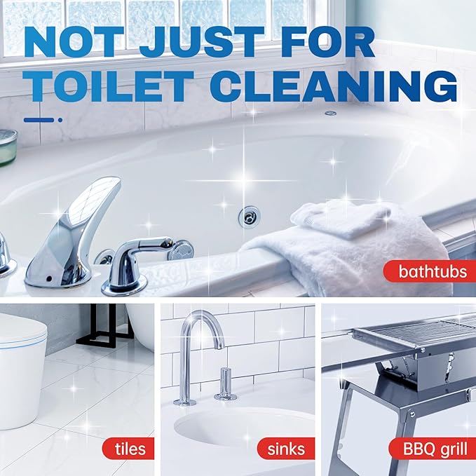 Vacplus Toilet Brush - Toilet Bowl Cleaners with Extra Long Handle, 100% Pumice Stone for Toilet Cleaning, Remove Limescale, Rust, Cleaning Supplies for Toilet, Pool, Bathroom, Sink, 2 Pack